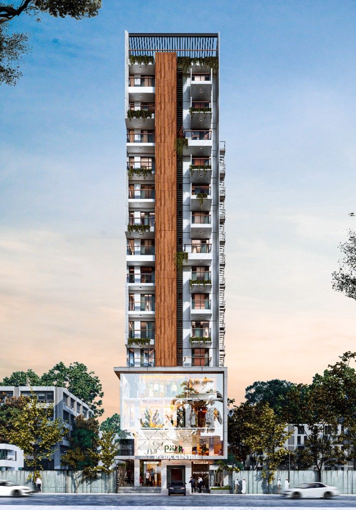 Perk Center Front Architectural Elevation on Bagura Road